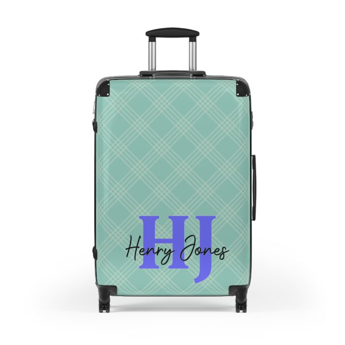 Custom Retro Plaid Suitcase - A classic plaid pattern suitcase with customizable design, the perfect travel companion for stylish explorers.