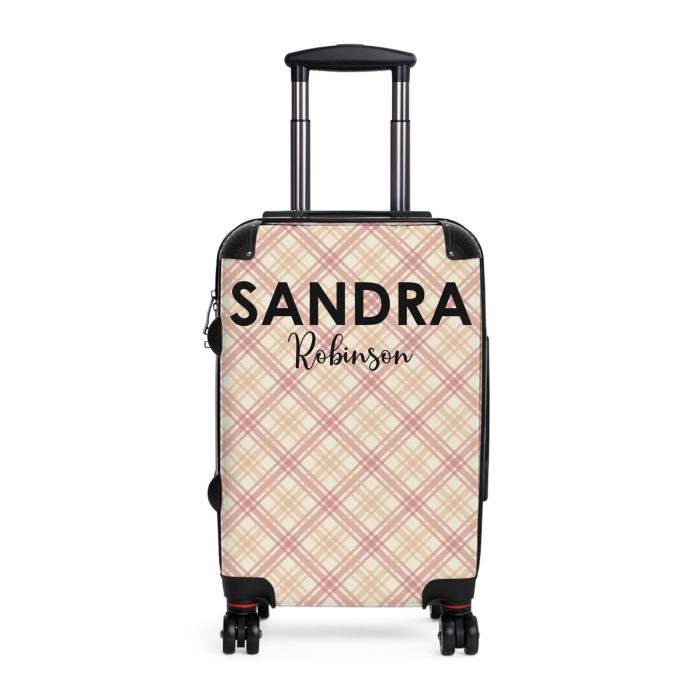 Custom Retro Plaid Suitcase - A classic plaid pattern suitcase with customizable design, the perfect travel companion for stylish explorers.