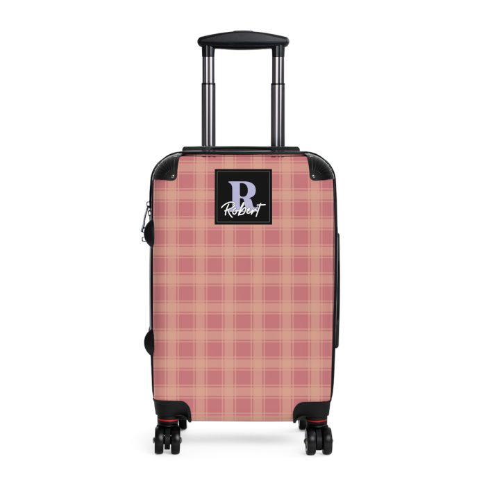 Custom Retro Plaid Suitcase - A classic plaid pattern suitcase with customizable design, the perfect travel companion for stylish explorers.