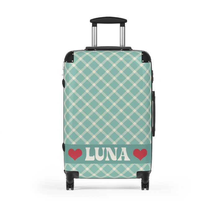 Custom Retro Plaid Suitcase - A classic plaid pattern suitcase with customizable design, the perfect travel companion for stylish explorers.