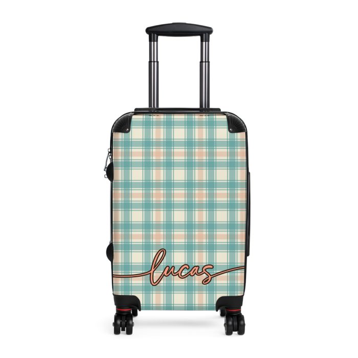 Custom Retro Plaid Suitcase - A classic plaid pattern suitcase with customizable design, the perfect travel companion for stylish explorers.