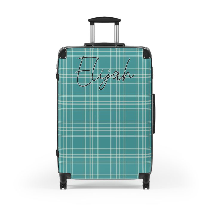 Custom Retro Plaid Suitcase - A classic plaid pattern suitcase with customizable design, the perfect travel companion for stylish explorers.