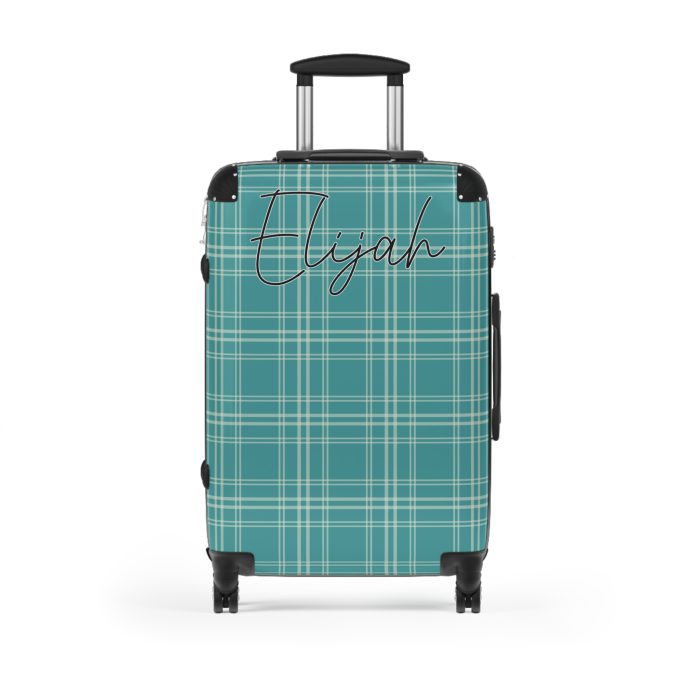 Custom Retro Plaid Suitcase - A classic plaid pattern suitcase with customizable design, the perfect travel companion for stylish explorers.