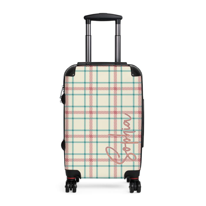 Custom Retro Plaid Suitcase - A classic plaid pattern suitcase with customizable design, the perfect travel companion for stylish explorers.