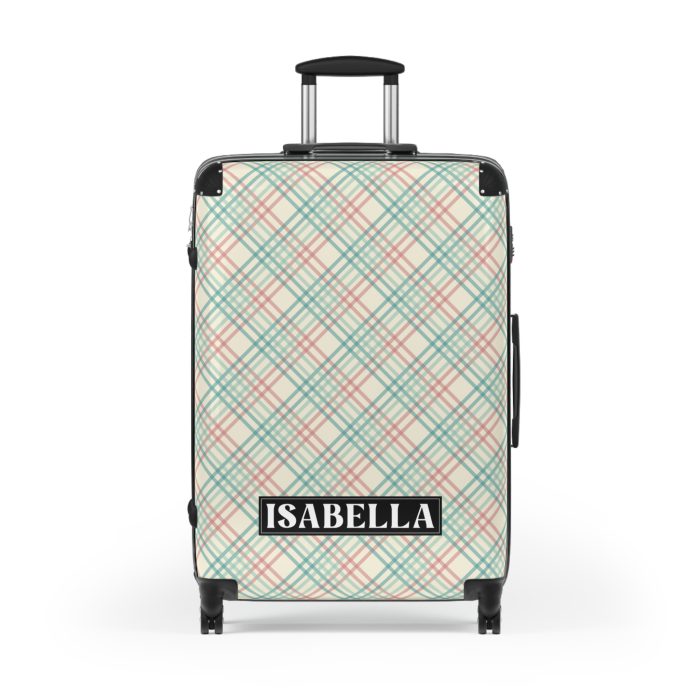 Custom Retro Plaid Suitcase - A classic plaid pattern suitcase with customizable design, the perfect travel companion for stylish explorers.