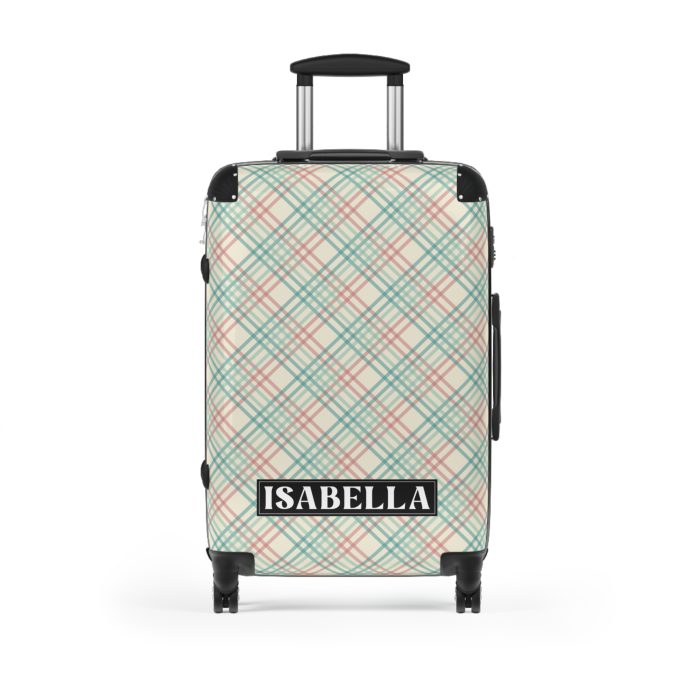 Custom Retro Plaid Suitcase - A classic plaid pattern suitcase with customizable design, the perfect travel companion for stylish explorers.