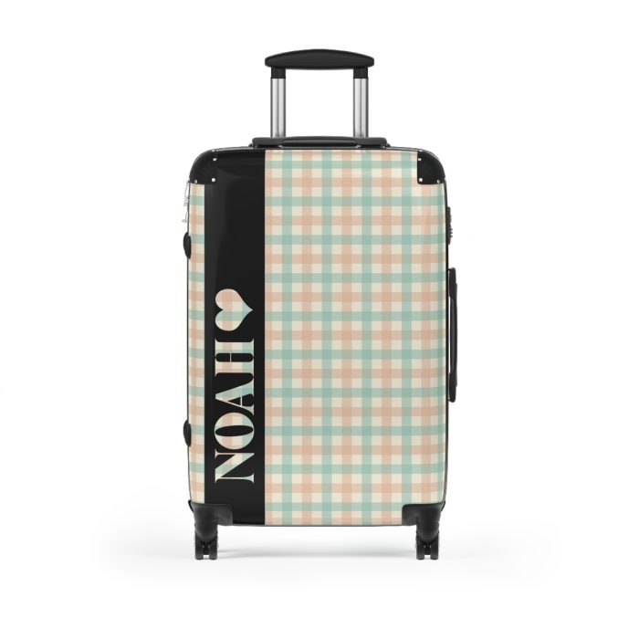 Custom Retro Plaid Suitcase - A classic plaid pattern suitcase with customizable design, the perfect travel companion for stylish explorers.