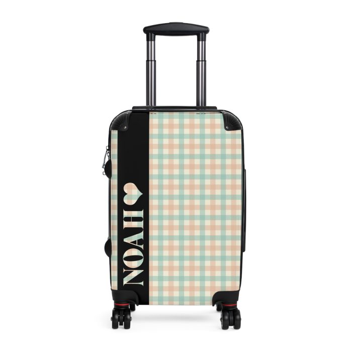 Custom Retro Plaid Suitcase - A classic plaid pattern suitcase with customizable design, the perfect travel companion for stylish explorers.