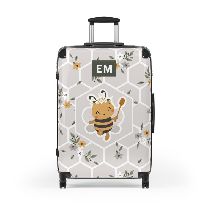 Custom Bee Suitcase - A personalized suitcase adorned with a bee-themed design, perfect for travelers who want to make a buzz with their luggage.