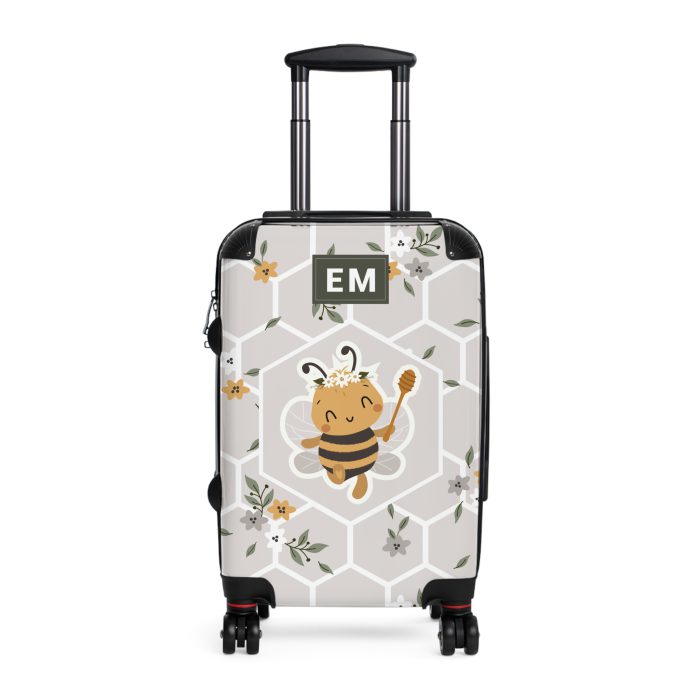 Custom Bee Suitcase - A personalized suitcase adorned with a bee-themed design, perfect for travelers who want to make a buzz with their luggage.