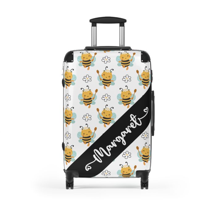 Custom Bee Suitcase - A personalized suitcase adorned with a bee-themed design, perfect for travelers who want to make a buzz with their luggage.