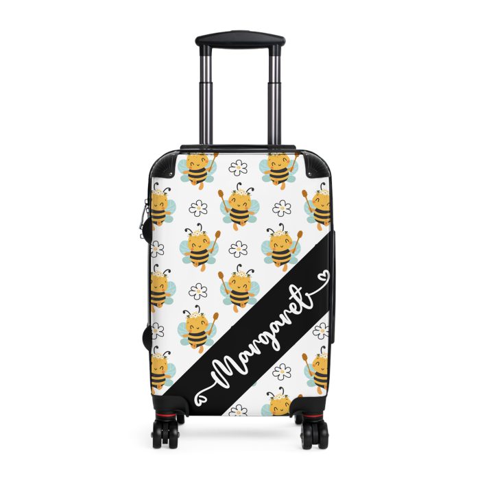 Custom Bee Suitcase - A personalized suitcase adorned with a bee-themed design, perfect for travelers who want to make a buzz with their luggage.