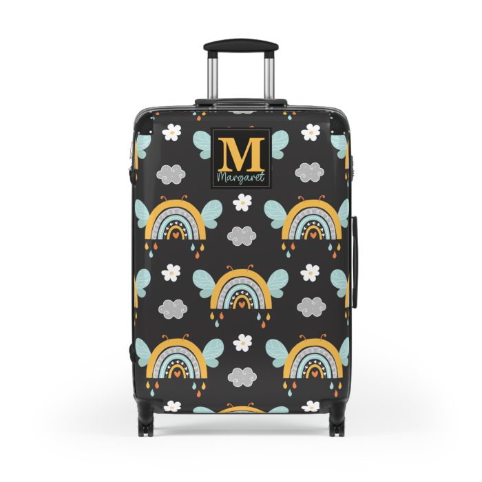 Custom Bee Suitcase - A personalized suitcase adorned with a bee-themed design, perfect for travelers who want to make a buzz with their luggage.