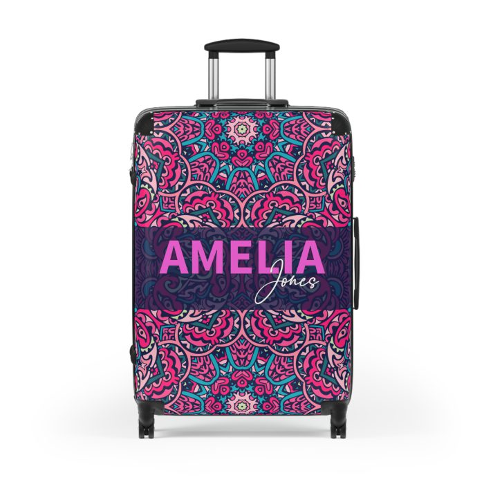 Custom Mandala Suitcase - A personalized suitcase adorned with a unique mandala design, perfect for travelers who want to add a touch of artistry to their luggage.