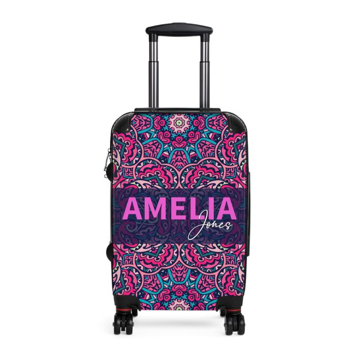 Custom Mandala Suitcase - A personalized suitcase adorned with a unique mandala design, perfect for travelers who want to add a touch of artistry to their luggage.