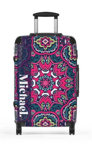 Custom Mandala Suitcase - A personalized suitcase adorned with a unique mandala design, perfect for travelers who want to add a touch of artistry to their luggage.