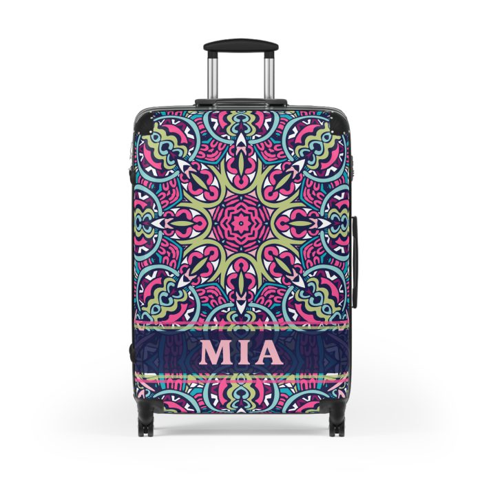 Custom Mandala Suitcase - A personalized suitcase adorned with a unique mandala design, perfect for travelers who want to add a touch of artistry to their luggage.