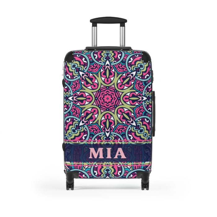 Custom Mandala Suitcase - A personalized suitcase adorned with a unique mandala design, perfect for travelers who want to add a touch of artistry to their luggage.