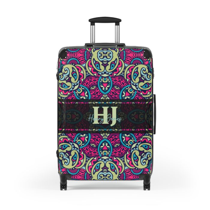 Custom Mandala Suitcase - A personalized suitcase adorned with a unique mandala design, perfect for travelers who want to add a touch of artistry to their luggage.