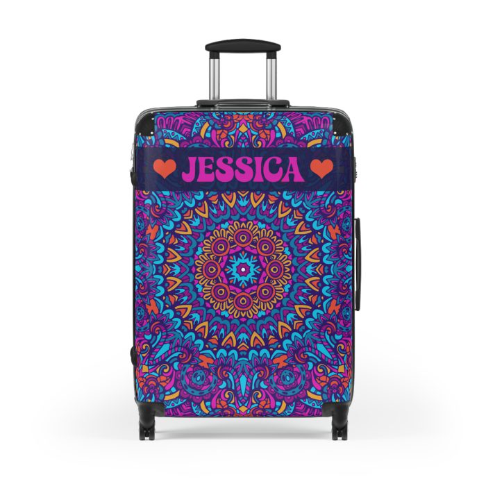 Custom Mandala Suitcase - A personalized suitcase adorned with a unique mandala design, perfect for travelers who want to add a touch of artistry to their luggage.