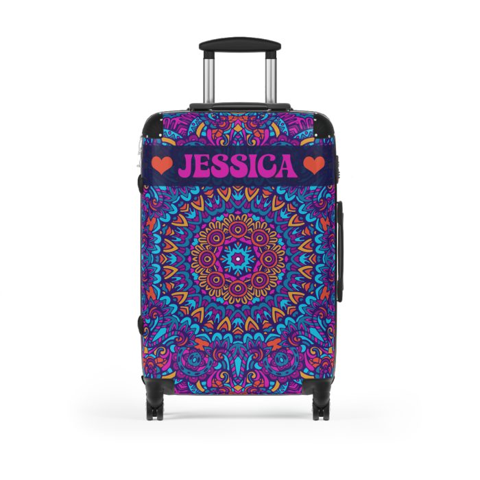 Custom Mandala Suitcase - A personalized suitcase adorned with a unique mandala design, perfect for travelers who want to add a touch of artistry to their luggage.