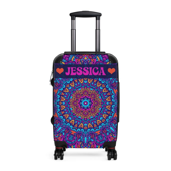 Custom Mandala Suitcase - A personalized suitcase adorned with a unique mandala design, perfect for travelers who want to add a touch of artistry to their luggage.