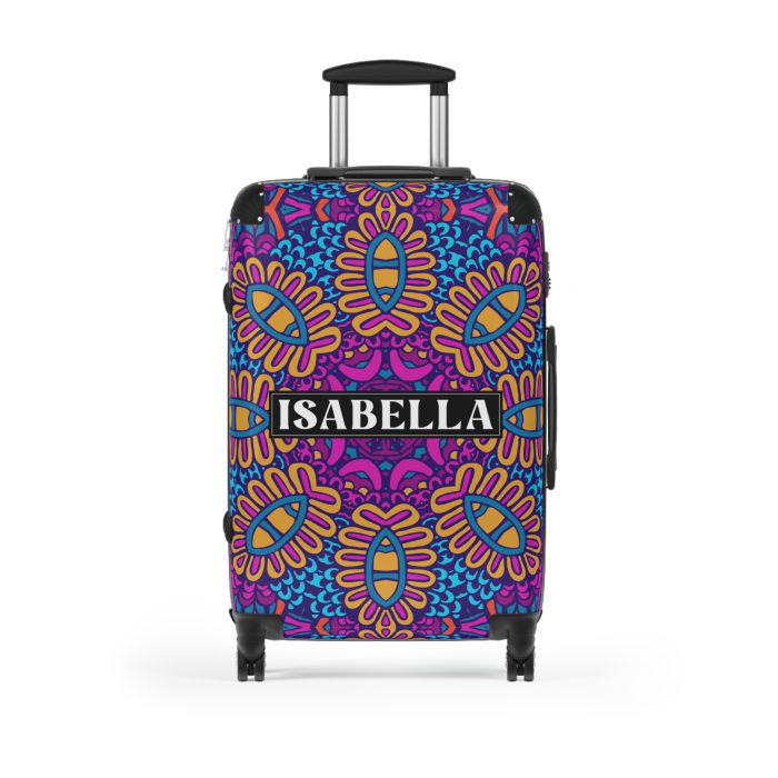 Custom Mandala Suitcase - A personalized suitcase adorned with a unique mandala design, perfect for travelers who want to add a touch of artistry to their luggage.