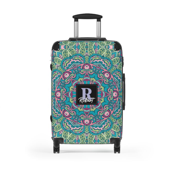 Custom Mandala Suitcase - A personalized suitcase adorned with a unique mandala design, perfect for travelers who want to add a touch of artistry to their luggage.