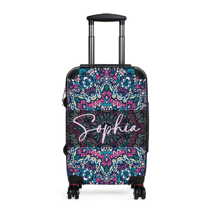 Custom Mandala Suitcase - A personalized suitcase adorned with a unique mandala design, perfect for travelers who want to add a touch of artistry to their luggage.