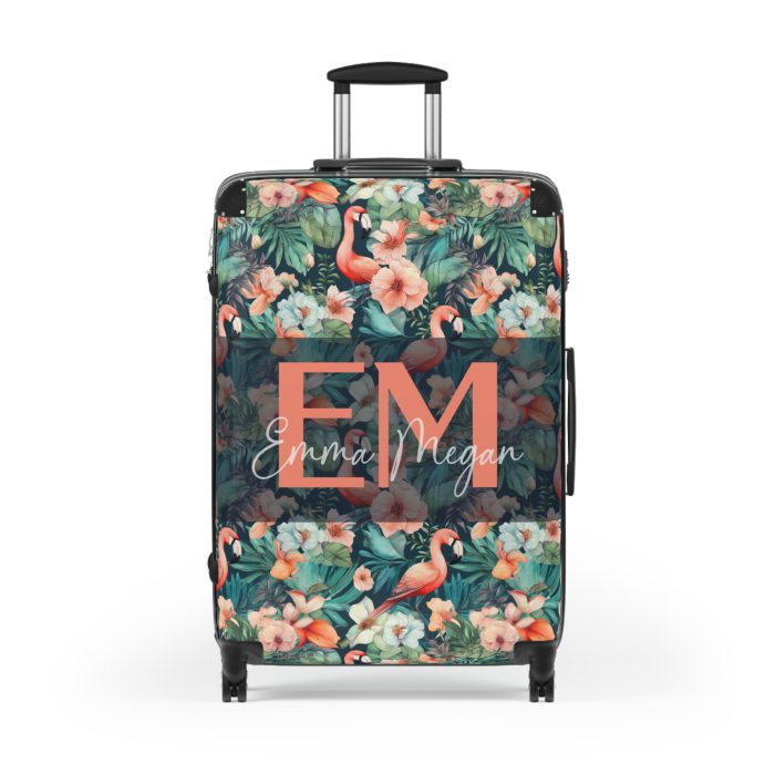 Custom Flamingo Suitcase - A personalized travel companion featuring vibrant flamingo design, adding a touch of uniqueness to your journeys.