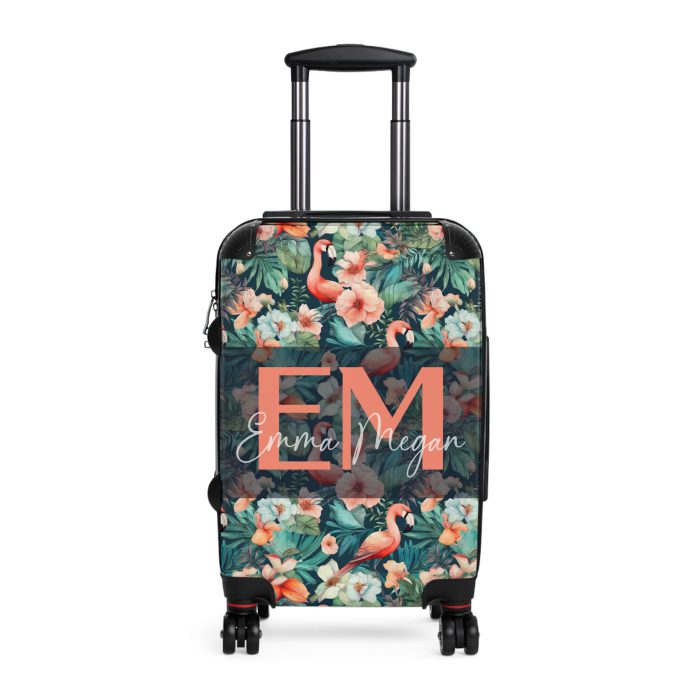 Custom Flamingo Suitcase - A personalized travel companion featuring vibrant flamingo design, adding a touch of uniqueness to your journeys.