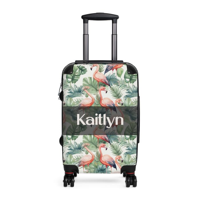 Custom Flamingo Suitcase - A personalized travel companion featuring vibrant flamingo design, adding a touch of uniqueness to your journeys.