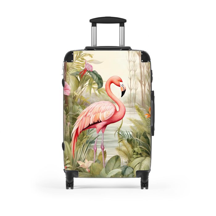 Tropical Flamingo suitcase, a durable and stylish travel companion. Crafted with flamingo designs, it's perfect for enthusiasts on the go.