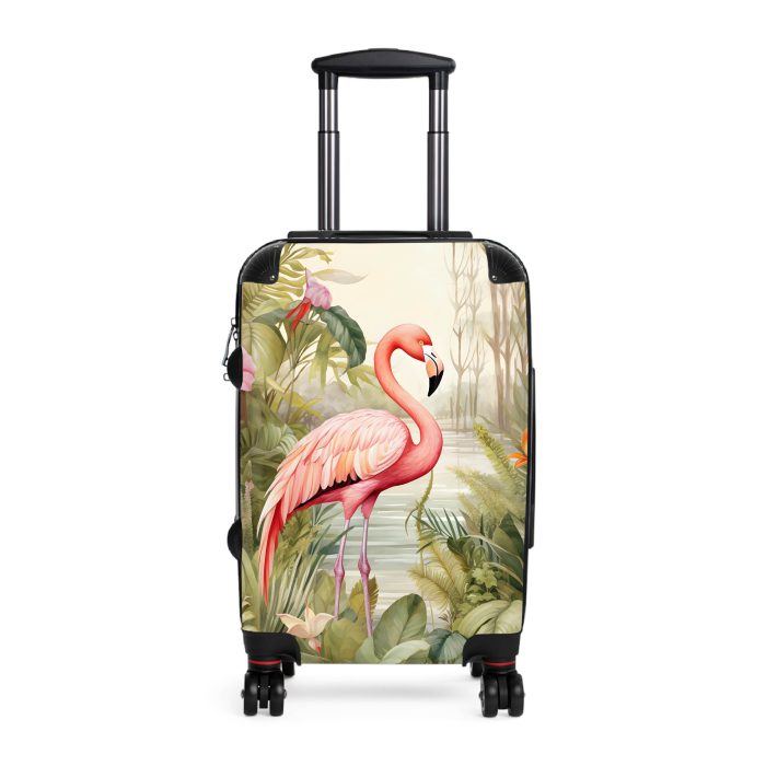 Tropical Flamingo suitcase, a durable and stylish travel companion. Crafted with flamingo designs, it's perfect for enthusiasts on the go.