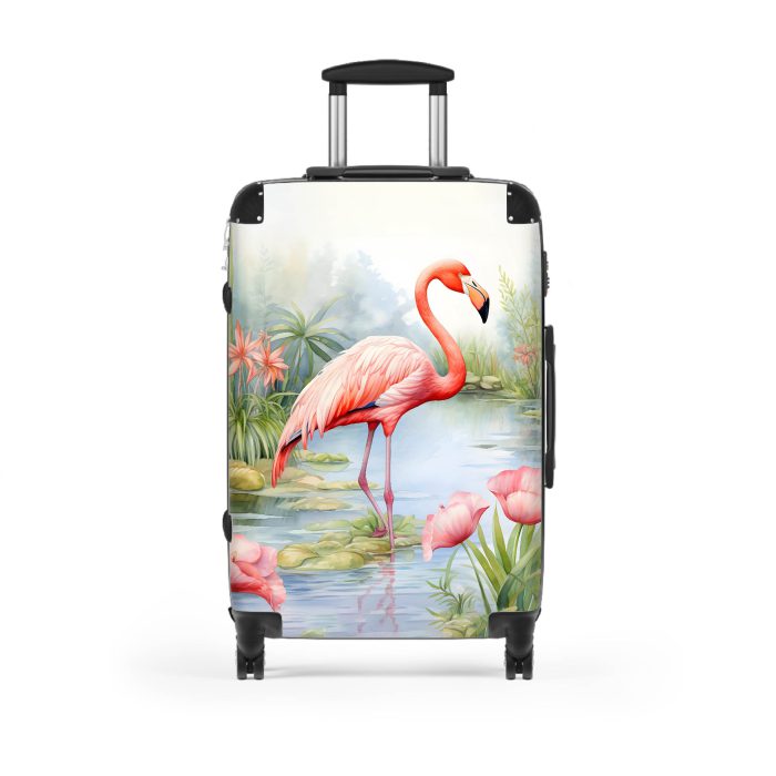 Tropical Flamingo suitcase, a durable and stylish travel companion. Crafted with flamingo designs, it's perfect for enthusiasts on the go.