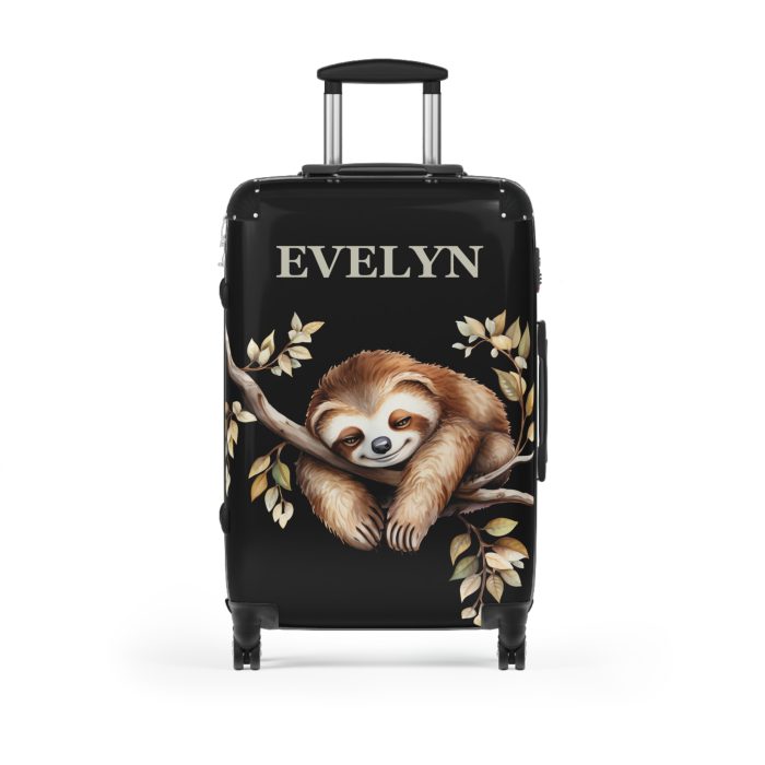 Custom Sloth Suitcase - Adorable personalized travel luggage featuring a cute sloth design.