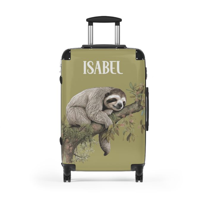 Custom Sloth Suitcase - Adorable personalized travel luggage featuring a cute sloth design.