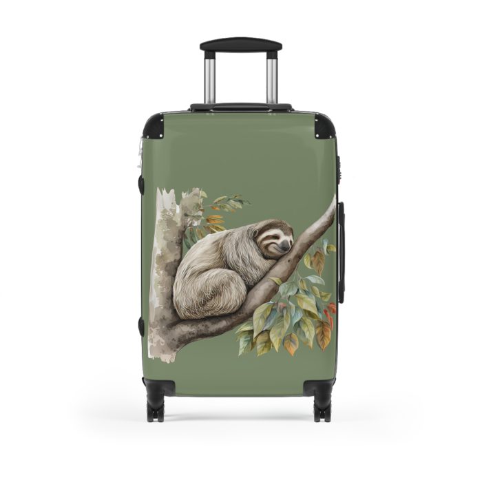 Custom Sloth Suitcase - Adorable personalized travel luggage featuring a cute sloth design.