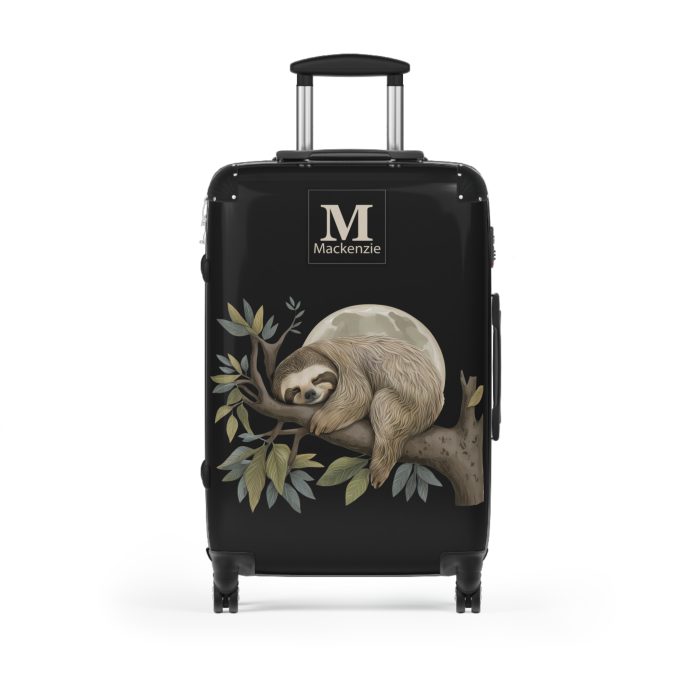 Custom Sloth Suitcase - Adorable personalized travel luggage featuring a cute sloth design.