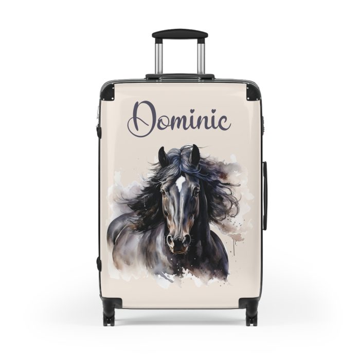 Custom Horse Suitcase - A personalized luggage adorned with a unique horse-themed design, perfect for travelers who want to add a touch of equestrian elegance to their journeys