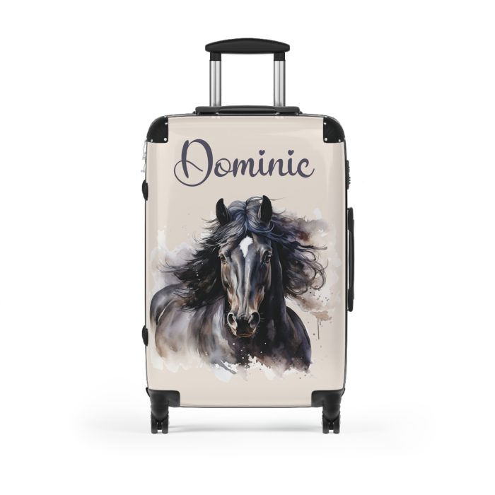 Custom Horse Suitcase - A personalized luggage adorned with a unique horse-themed design, perfect for travelers who want to add a touch of equestrian elegance to their journeys