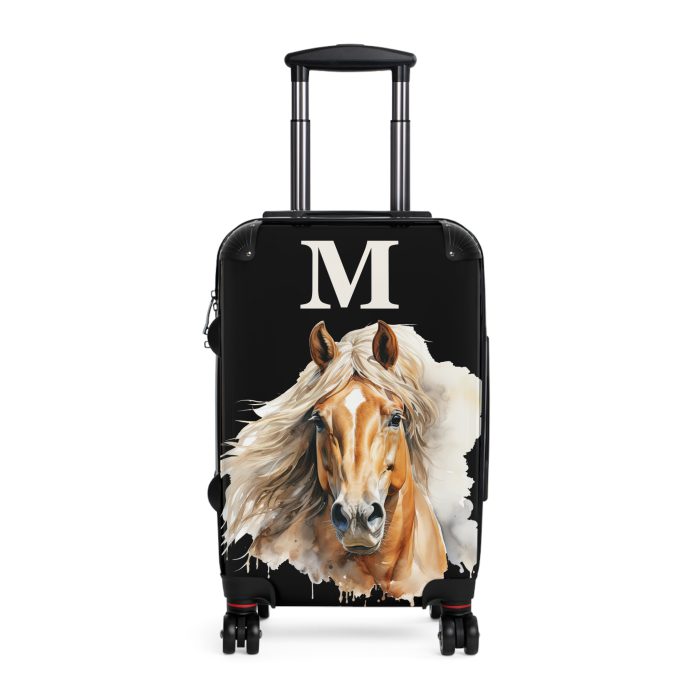 Custom Horse Suitcase - A personalized luggage adorned with a unique horse-themed design, perfect for travelers who want to add a touch of equestrian elegance to their journeys