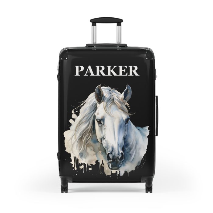 Custom Horse Suitcase - A personalized luggage adorned with a unique horse-themed design, perfect for travelers who want to add a touch of equestrian elegance to their journeys