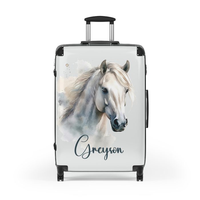 Custom Horse Suitcase - A personalized luggage adorned with a unique horse-themed design, perfect for travelers who want to add a touch of equestrian elegance to their journeys