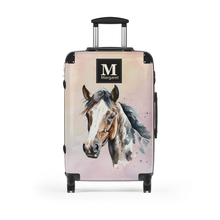 Custom Horse Suitcase - A personalized luggage adorned with a unique horse-themed design, perfect for travelers who want to add a touch of equestrian elegance to their journeys