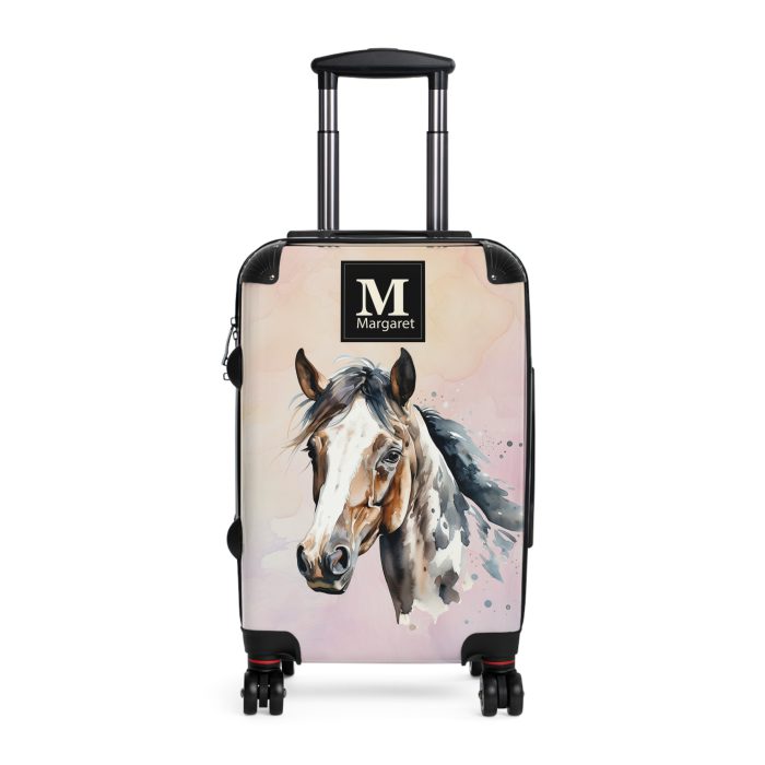 Custom Horse Suitcase - A personalized luggage adorned with a unique horse-themed design, perfect for travelers who want to add a touch of equestrian elegance to their journeys