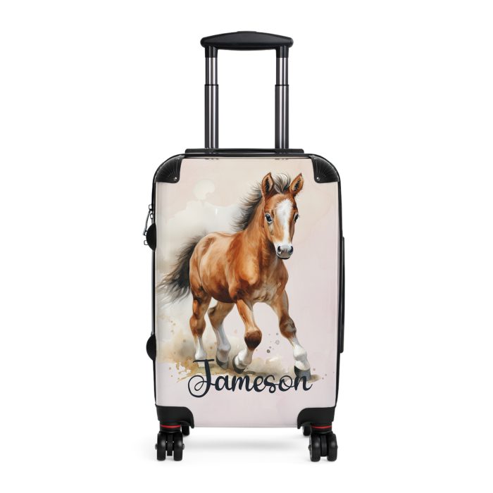 Custom Horse Suitcase - A personalized luggage adorned with a unique horse-themed design, perfect for travelers who want to add a touch of equestrian elegance to their journeys