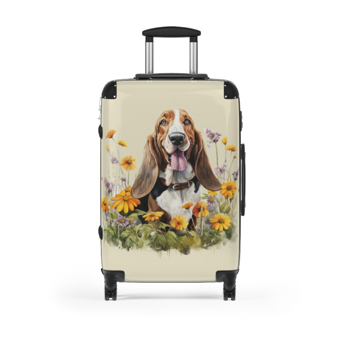 Stylish Basset Hound suitcase, a durable and elegant travel companion. Crafted with Basset Hound designs, it's the perfect luggage for hound enthusiasts on the go.