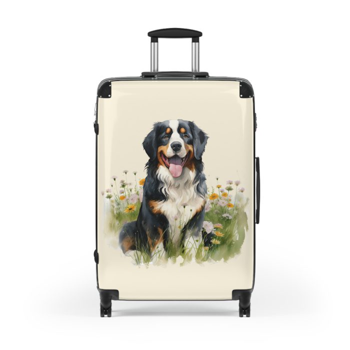 Alpine Bernese Mountain suitcase, a durable and charming travel companion. Crafted with Bernese Mountain designs, it's the perfect luggage for mountain enthusiasts on the go.