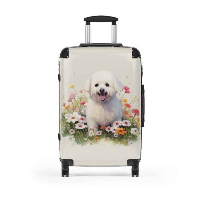 Fluffy Bichon Frise suitcase, a durable and charming travel companion. Crafted with Bichon Frise designs, it's the perfect luggage for Bichon Frise enthusiasts on the go.